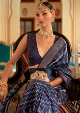 Load image into Gallery viewer, Aegean Blue Designer Printed Silk Saree