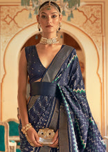 Load image into Gallery viewer, Aegean Blue Designer Printed Silk Saree