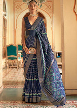 Load image into Gallery viewer, Aegean Blue Designer Printed Silk Saree