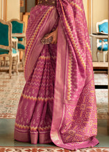 Load image into Gallery viewer, Mulberry Purple Designer Printed Silk Saree