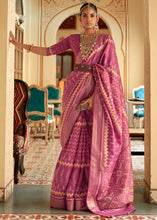 Load image into Gallery viewer, Mulberry Purple Designer Printed Silk Saree