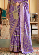 Load image into Gallery viewer, Orchid Purple Designer Printed Silk Saree