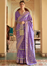 Load image into Gallery viewer, Orchid Purple Designer Printed Silk Saree