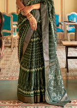 Load image into Gallery viewer, Juniper Green Designer Printed Silk Saree