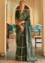 Load image into Gallery viewer, Juniper Green Designer Printed Silk Saree