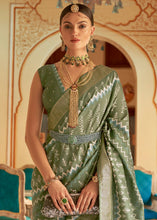 Load image into Gallery viewer, Pistachio Green Designer Printed Silk Saree