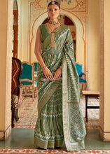 Load image into Gallery viewer, Pistachio Green Designer Printed Silk Saree