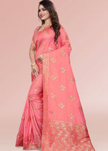 Load image into Gallery viewer, Rouge Pink Zari Woven Silk Saree with Tassels on Pallu