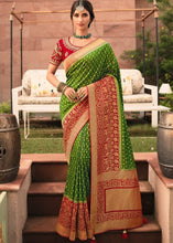 Load image into Gallery viewer, Forest Green Woven Banarasi Silk Saree with Embroidered Blouse