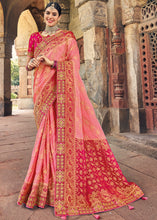 Load image into Gallery viewer, Shades Of Pink Zari Woven Banarasi Silk Saree with Embroidered Blouse