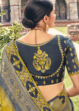 Load image into Gallery viewer, Yellow &amp; Grey Zari Woven Banarasi Silk Saree with Embroidered Blouse