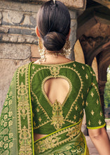 Load image into Gallery viewer, Shades Of Green Zari Woven Banarasi Silk Saree with Embroidered Blouse