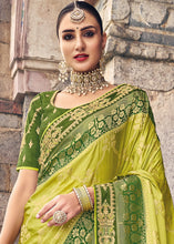 Load image into Gallery viewer, Shades Of Green Zari Woven Banarasi Silk Saree with Embroidered Blouse