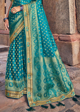 Load image into Gallery viewer, Shades Of Blue Zari Woven Banarasi Silk Saree with Embroidered Blouse