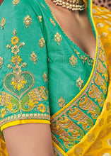Load image into Gallery viewer, Yellow &amp; Blue Zari Woven Banarasi Silk Saree with Embroidered Blouse