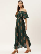Load image into Gallery viewer, Off shoulder Flare yoke and U hem maxi dress