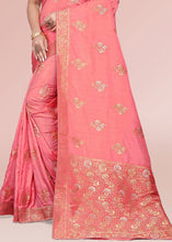 Carica l&#39;immagine nel visualizzatore Galleria,Rouge Pink Zari Woven Silk Saree with Tassels on Pallu