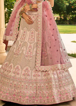 Laden Sie das Bild in den Galerie-Viewer, Ivory Pink Crepe Lehenga Choli with Zari, Sequins, Dori, Thread &amp; Zarkan work