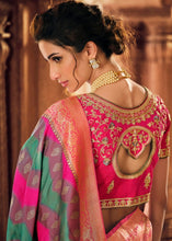 Carica l&#39;immagine nel visualizzatore Galleria,Pink &amp; Purple Woven Banarasi Silk Saree with Embroidered Blouse