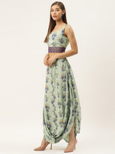 Load image into Gallery viewer, Crop top with cowl dhoti skirt