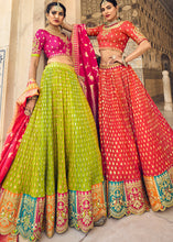 Load image into Gallery viewer, Pear Green Banarasi Silk Lehenga Choli with Heavy Embroidery Work