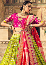 Load image into Gallery viewer, Pear Green Banarasi Silk Lehenga Choli with Heavy Embroidery Work