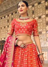 Load image into Gallery viewer, Sienna Orange Banarasi Silk Lehenga Choli with Heavy Embroidery Work