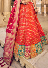 Load image into Gallery viewer, Sienna Orange Banarasi Silk Lehenga Choli with Heavy Embroidery Work