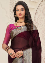 Carica l'immagine nel visualizzatore Galleria,Hickory Brown Designer Organza Silk Saree with Tassels On Pallu