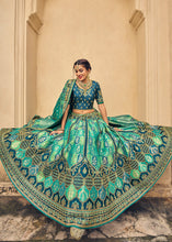 Load image into Gallery viewer, Shades Of Blue Banarasi Silk Lehenga Choli with Heavy Embroidery Work