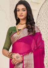 Load image into Gallery viewer, Magenta Pink Designer Organza Silk Saree with Tassels On Pallu