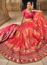 Load image into Gallery viewer, Pink &amp; Orange Banarasi Silk Lehenga Choli with Heavy Embroidery Work