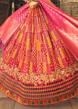 Load image into Gallery viewer, Pink &amp; Orange Banarasi Silk Lehenga Choli with Heavy Embroidery Work