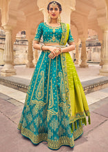 Load image into Gallery viewer, Cerulean Blue Banarasi Silk Lehenga Choli with Heavy Embroidery Work