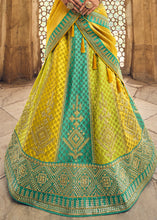 Load image into Gallery viewer, Yellow &amp; Blue Banarasi Silk Lehenga Choli with Heavy Embroidery Work