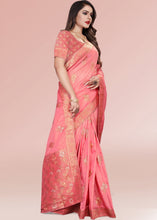 Load image into Gallery viewer, Rouge Pink Zari Woven Silk Saree with Tassels on Pallu