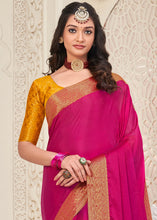 Carica l'immagine nel visualizzatore Galleria,Hot Pink Woven Chinon Silk Saree