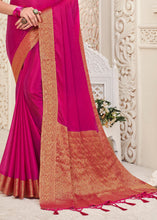 Carica l'immagine nel visualizzatore Galleria,Hot Pink Woven Chinon Silk Saree