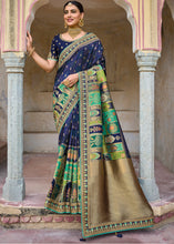 Cargar imagen en el visor de la galería, Navy Blue Dola Silk Saree with Beautiful Embroidery work: Wedding Edition