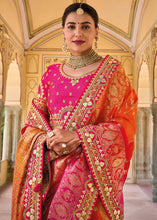 Load image into Gallery viewer, Pink &amp; Orange Dola Silk Saree with Beautiful Embroidery work: Wedding Edition