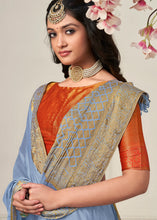 Load image into Gallery viewer, Powder Blue Woven Chinon Silk Saree