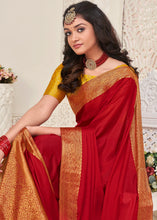 Load image into Gallery viewer, Bridal Red Woven Chinon Silk Saree