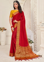 Load image into Gallery viewer, Bridal Red Woven Chinon Silk Saree