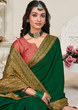 Load image into Gallery viewer, Castleton Green Woven Chinon Silk Saree