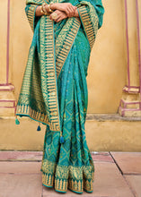 Load image into Gallery viewer, Cerulean Blue Dola Silk Saree with Beautiful Embroidery work: Wedding Edition