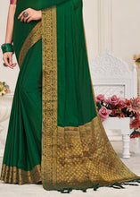 Load image into Gallery viewer, Castleton Green Woven Chinon Silk Saree