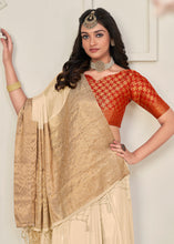Load image into Gallery viewer, Cream White Woven Chinon Silk Saree