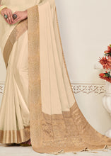 Load image into Gallery viewer, Cream White Woven Chinon Silk Saree