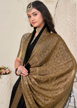 Load image into Gallery viewer, Midnight Black Woven Chinon Silk Saree