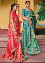 Load image into Gallery viewer, Shades Of Blue Dola Silk Saree with Beautiful Embroidery work: Wedding Edition